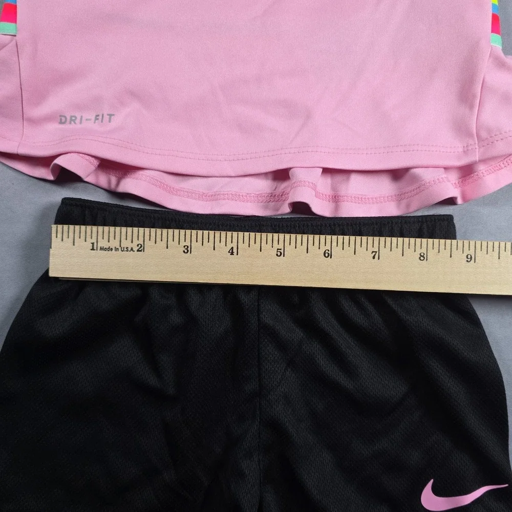 Nike Dri-Fit Little Girl's  2-Piece Graphic Tee & Short Set Pink Black 2T